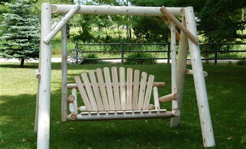 Cedar Creek Rustic Furniture - Outdoor Cedar Log Swing 5 foot, 3-person garden swing